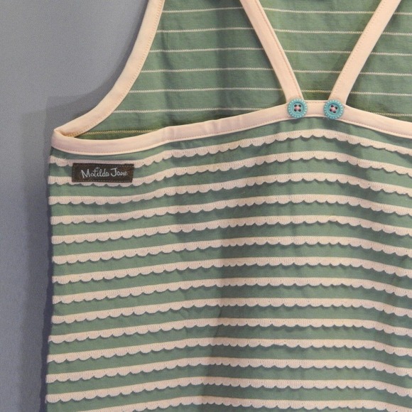 Matilda Jane Tank Top Girls Size 12 Green Pink Striped Scalloped New In Bag - Picture 5 of 5